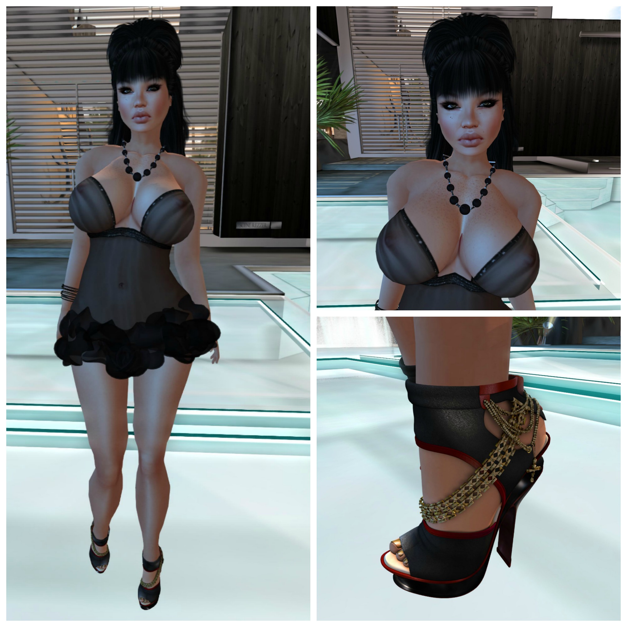Boobies Planet -  .:[NMD]:. Gorgeous Black Sheer Dress feat 7 Deadly Skins