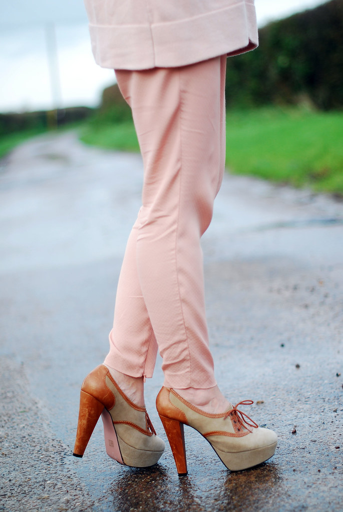 Blush pink & tan two-tone heels