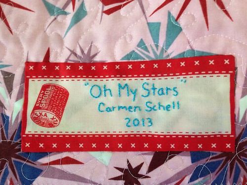 Embroidered quilt label tute