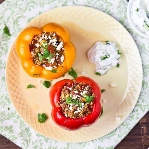Gyro-Stuffed Bell Peppers with Quino & Feta