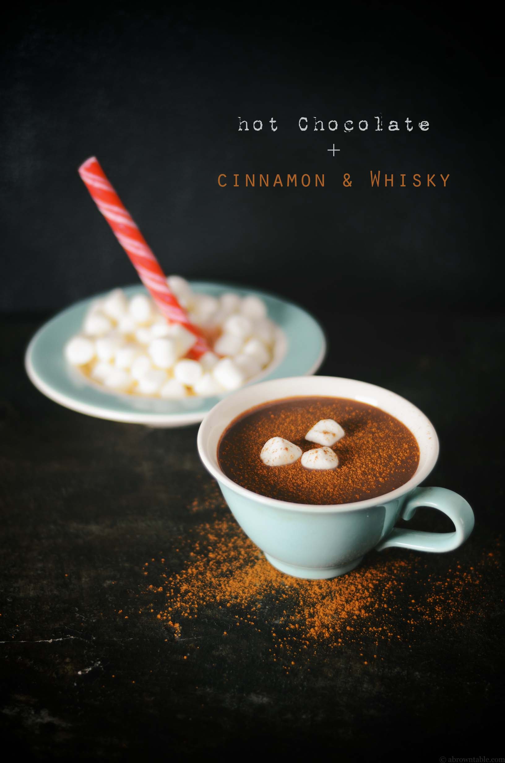 peppermint hot chocolate with cinnamon and whisky
