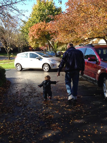 Martin and Grandad in the Driveway