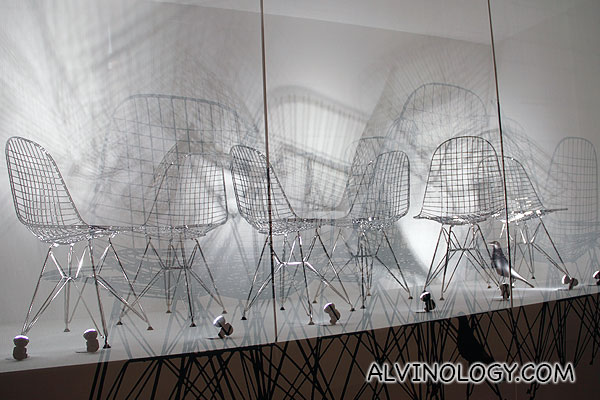 Eames' iconic wire mesh chair 