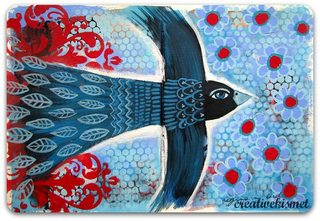 flying bird art journal page by Regina Lord