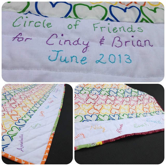 Circle of Friends quilt for Cindy & Brian June13