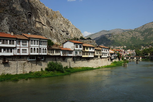 Classic view of the old Ottoman houses overlooking the river in Amasya by CharlesFred