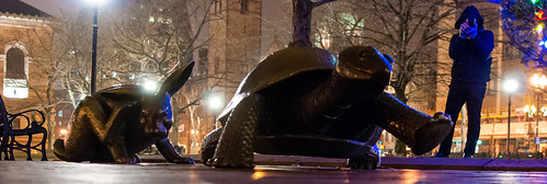 Tortoise, hare and the photog at Copley Square, Boston - #337/365 by PJMixer
