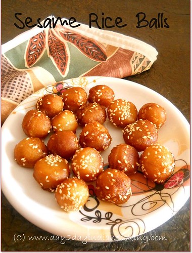 step by step instructions for making the recipe of sesame rice balls