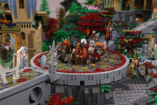 Dwarves forming a circle around Bilbo