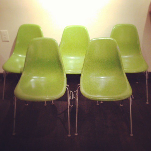 Contract Lime Green Herman Miller Eames Chairs Handmarked 8-3-1970