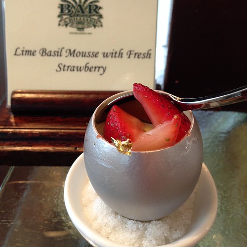 Lime Basil Mousse with Fresh Strawberry at Bar and Billiard Room