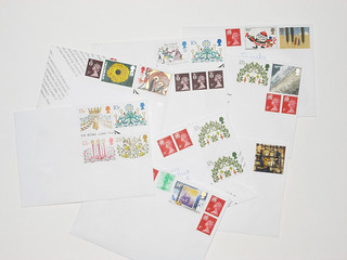 vintage stamps posting christmas cards