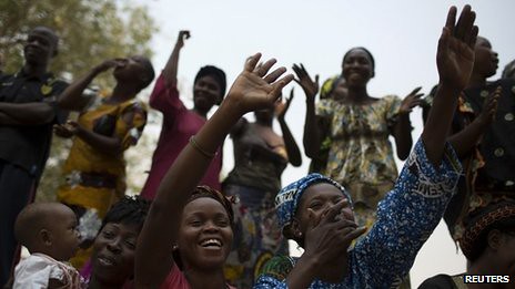 Central African Republic residents cheer interim leader Alexandre-Ferdinand Nguendet. The new leader has vowed a security crackdown on violence. by Pan-African News Wire File Photos