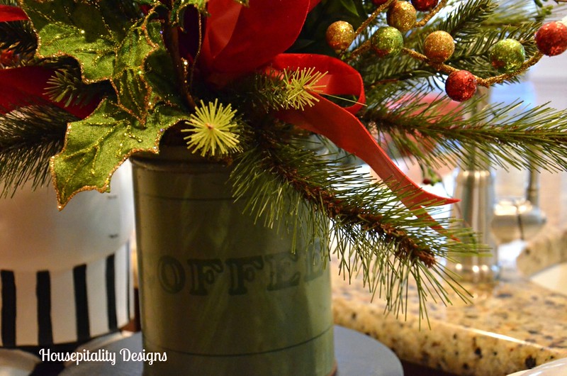 Christmas Arrangement in Vintage Coffee Tin