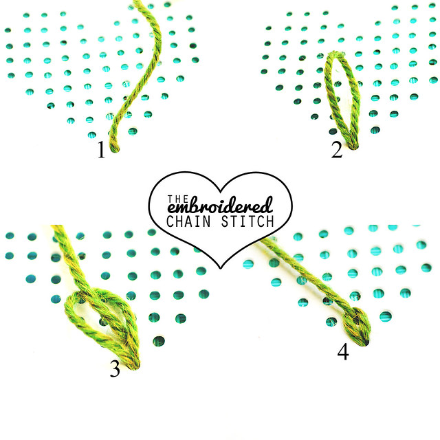 embroidered chain stitch step by step via goodknits