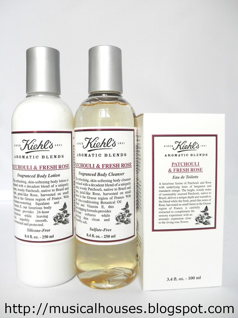Kiehls Patchouli and Fresh Rose Aromatic Blends Products