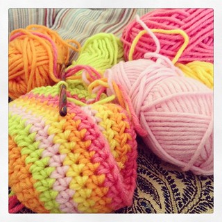 Liking this combo of #myboshi colours. This is a hat for Amelie. #crochet