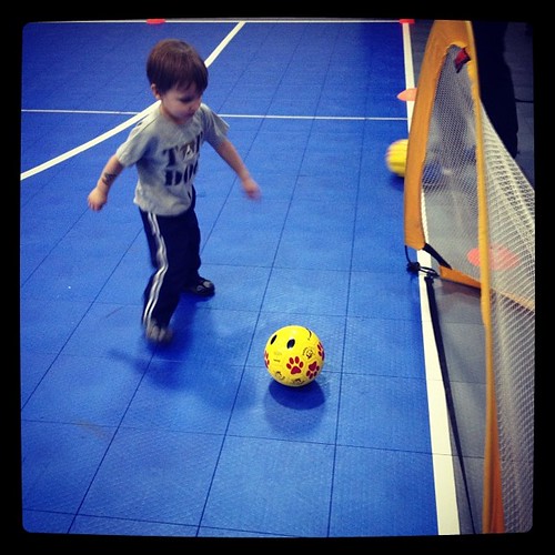 Our first time playing soccer