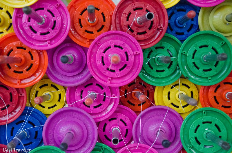 colorful Charkhees for flying kites