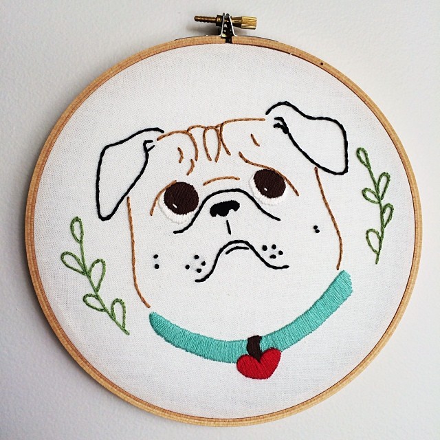 Pug crafting #embroidery #embroideryhoop #craft #pug #curlytailgang #pugstagram #pugsofinstagram