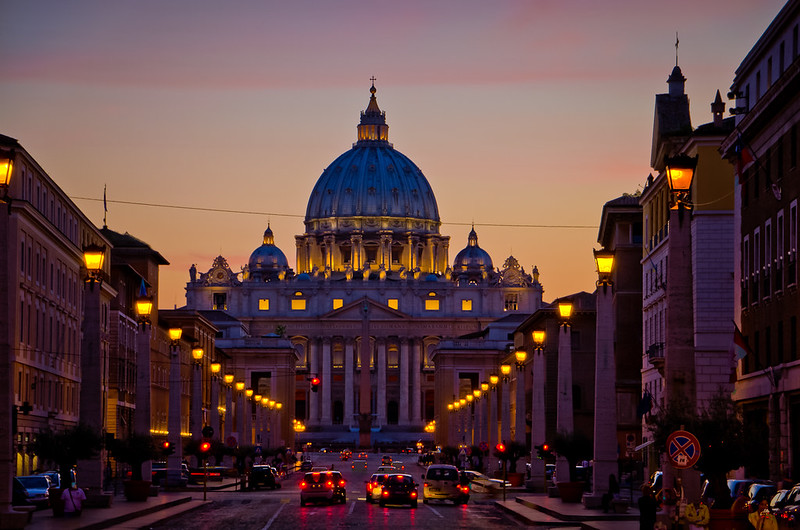 Basilica di San Pietro at sunset