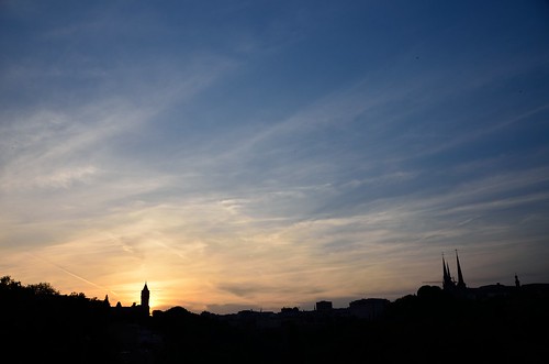 Luxembourg skyline contre-jour from Pont Viaduc by kewl