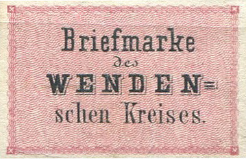 Pirmā pasta vērtszīme Latvijas teritorijā "Briefmarke des Wendenschen Kreises", oriģināls