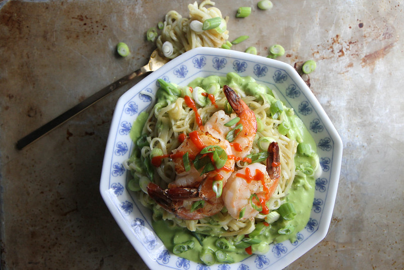 Stir Fried Rice Noodles with Shrimp and Green Onion Vinaigrette