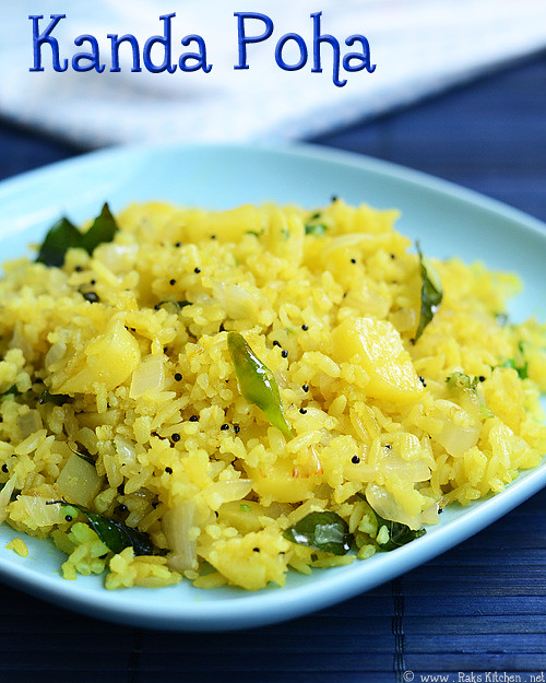 Kanda poha recipe | Indian breakfast recipes - Raks Kitchen