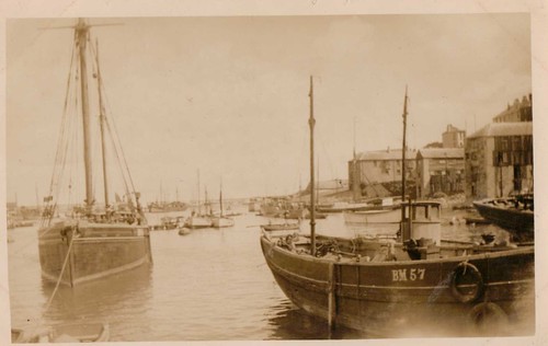 Real Photo Portrait of boats at berth in a harbour