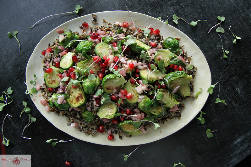 Wild Rice Salad with Brussels Sprouts and Pomegranate Vinaigrette