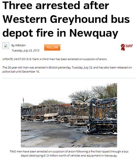 Three arrested after Western Greyhound bus depot fire in Newquay   Cornish Guardian