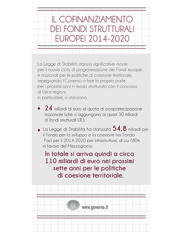 Il cofinanziamento dei fondi strutturali europei 2014-2020