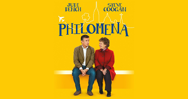The poster for Philomena, which has Judi Dench and Steve Coogan sitting on a park bench