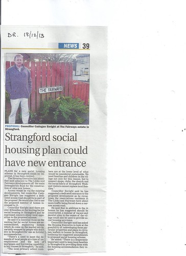 dec 18 2013 Cadogan campaigns for new social housing for young families in Strangford Village