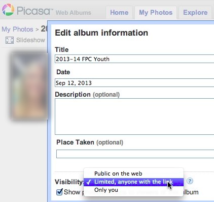 Unlisted Picasa Web Album