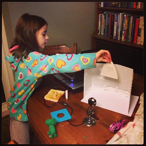 Busy working with her ZU3D animation kit. There are Dinosaurs in Space! #review