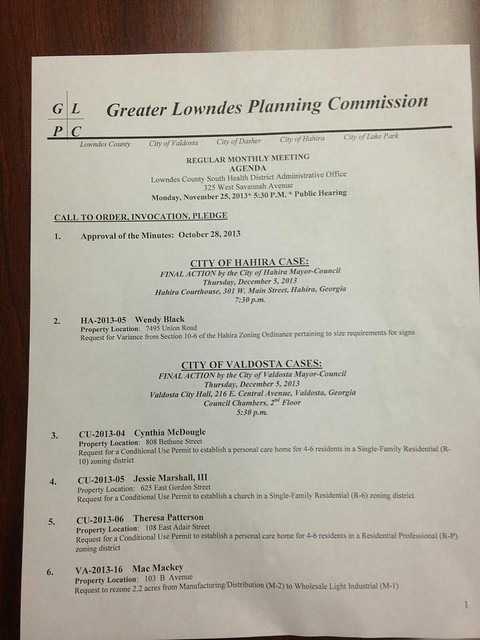Agenda page 1 @ GLPC 2013-11-25