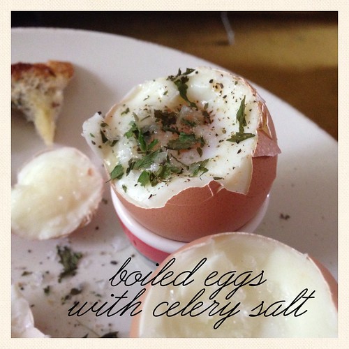 Boiled eggs with homemade celery salt