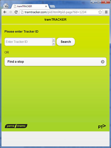 Getting sent back to the start in TramTracker after you bookmark a page