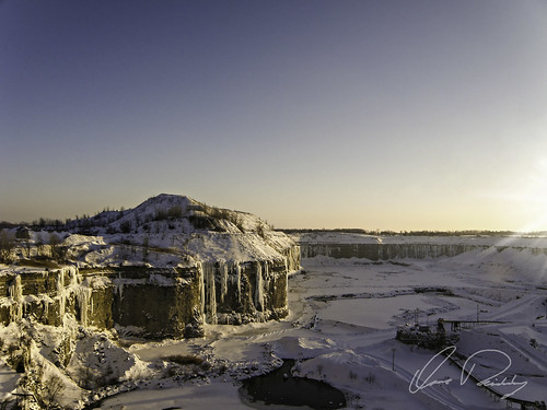 Frozen Quarry At Sunset