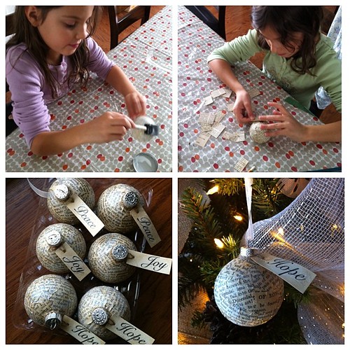 Earlier today: making ornaments with my girlies #christmas #crafty #vintage
