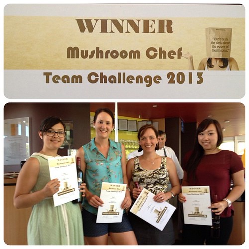 Woot! Winning mushroom challenge team! Way to go @melbfoodblog @feedyoursoul_perth @milkteaxx #edb13 #powerofmushrooms