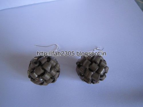 Handmade Jewelry - Paper Quilling Globle Earrings (Dark Brown - H) (2) by fah2305