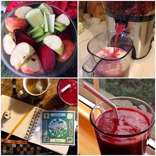 Nourishing beetroot, apple & avocado smoothie for winter #solstice breakfast. Score: mom has a juicer.