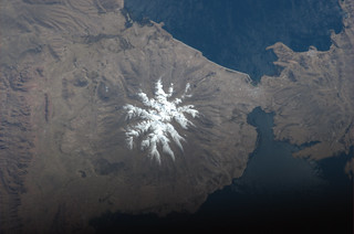 A snowy peak near La Paz, Bolivia, reminds me of a white poinsettia!