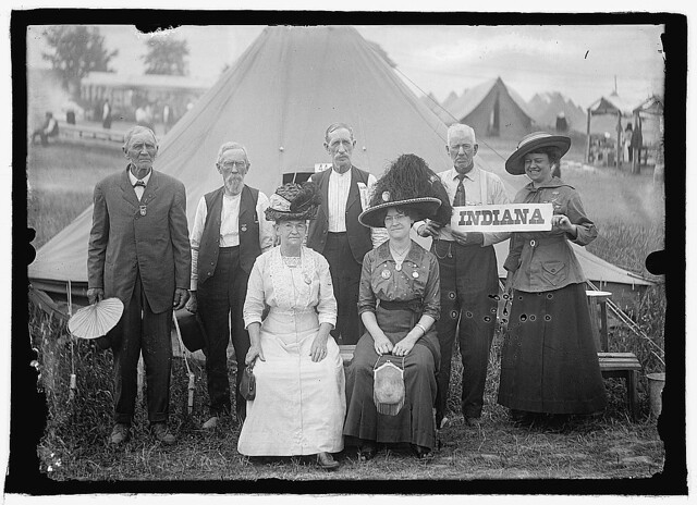 Union veterans and supporters at the 50th Reunion of the battle, held in Gettysburg in 1913. The National Photo Company news service posed a striking Grand Army of the Republic group from Indiana (LOC)