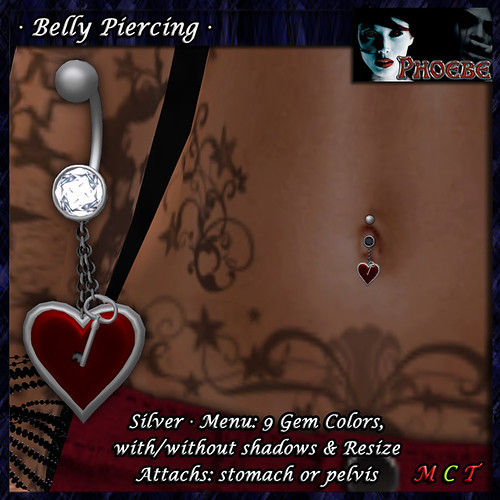 *P* Key to my Heart Belly Piercing ~Silver-9 Gems~