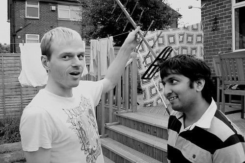 Lee O'Brien and Nishad Chaughule on the set of Make Me Louder