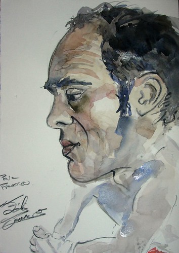 Francisco . The boxer . Watercolor in situ. by Félix Tamayo